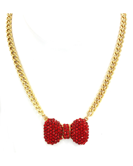 BEAUTYSIS, Bow Tie Red Crystal Necklace, YN9039R