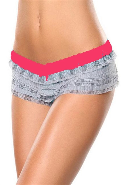 DONNA DI CAPRI, CHECKER RUFFLE CHEEKY PANTY, DDC-P-8102-L