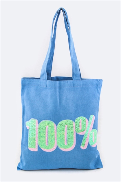 LA JEWELRY PLAZA, 100 Sequin Canvas Tote, 128-EMB8861