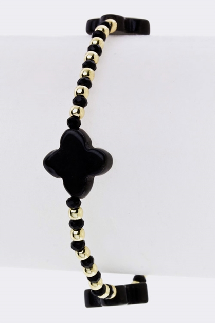 LA JEWELRY PLAZA, Stone Clover Stretch Bracelet, 50-BR443-AC689