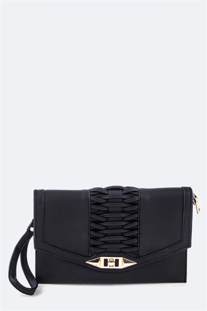 LA JEWELRY PLAZA, Laced Flap Convertible Clutch, 102-AS1008/MO015