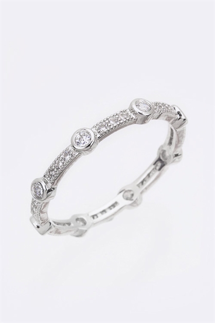 LA JEWELRY PLAZA, Micro Paved CZ Station Ring, 98-CW1794