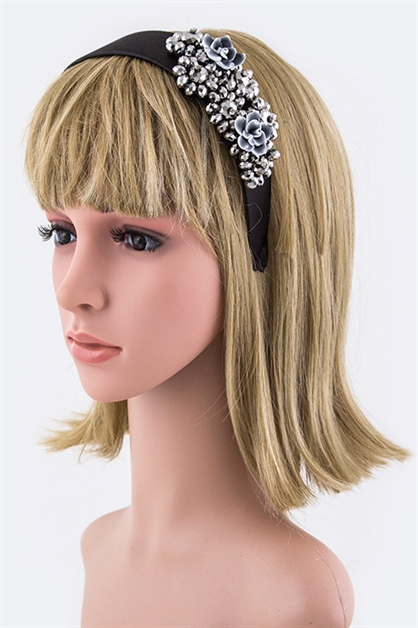 LA JEWELRY PLAZA, Flower  Crystal Bead Headband, 98-YA1004/MF146-147