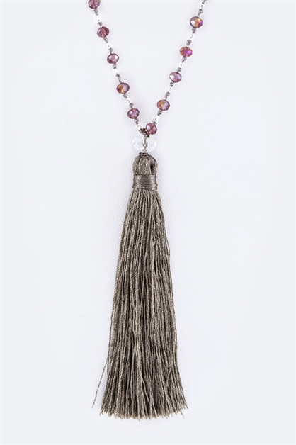 LA JEWELRY PLAZA, Crystal Tassel Necklace, 98-HCJ003-AK529