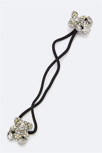 LA JEWELRY PLAZA, Crystal Teddy Bear Ponytail, 98-T299/MG075-FRON