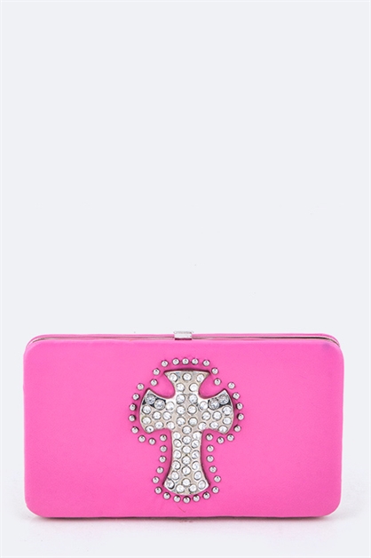 LA JEWELRY PLAZA, Crystal Cross Hard Case Wallet, 05-WL133