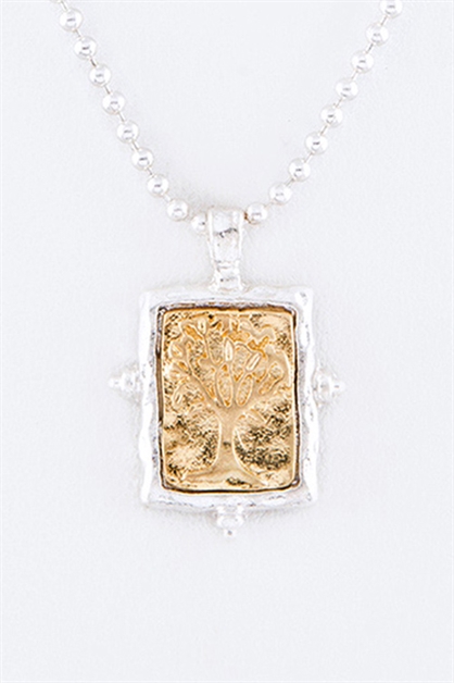 LA JEWELRY PLAZA, 2 Tone Tree of Life Necklace, 88-9323N-TREE/AX183