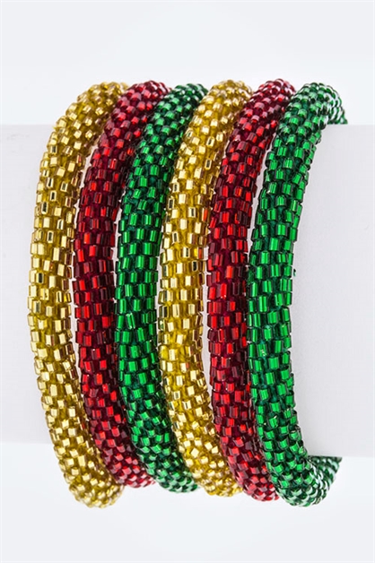 LA JEWELRY PLAZA, Xmas Nepal Roll Up Bracelets-G, 98-NEPAL-XMAS-G