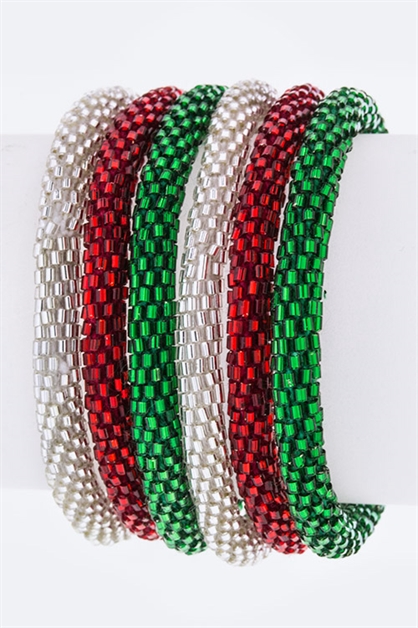 LA JEWELRY PLAZA, Xmas Nepal Roll Up Bracelets-S, 98-NEPAL-XMAS-S
