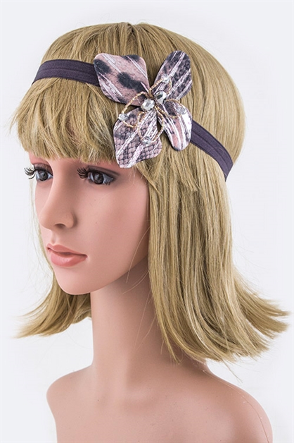 LA JEWELRY PLAZA, Beaded Flower Bow Headband, 128-HB1017L/MF094