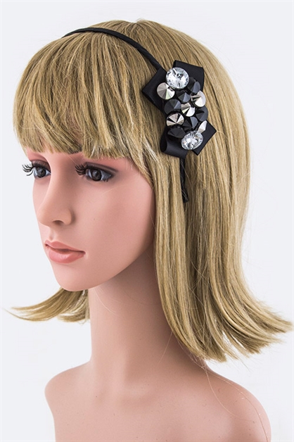 LA JEWELRY PLAZA, Crystal Bow Headband, 128-YA1075/MG083