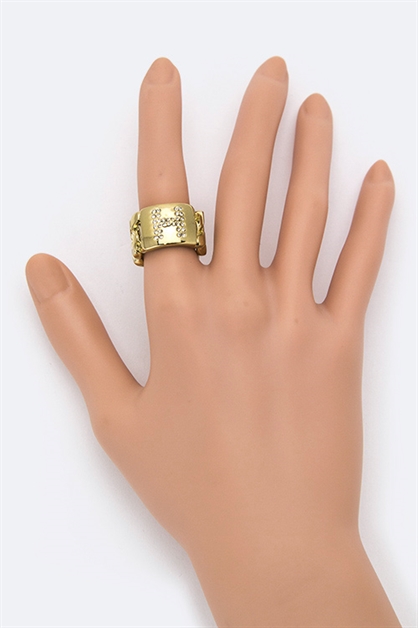 LA JEWELRY PLAZA, H Initial Link Chain Ring, 18-HR2254/AY052