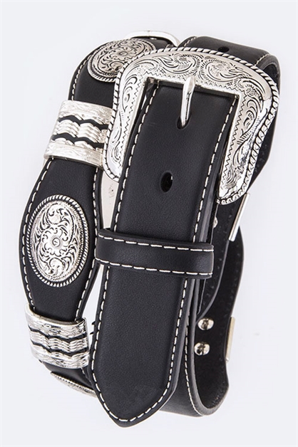 LA JEWELRY PLAZA, Oval Concho Stitched Belt, 98-7209