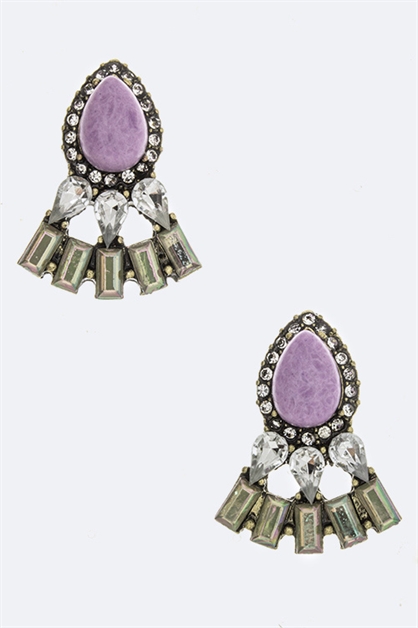 LA JEWELRY PLAZA, Mix Crystals  Stone Earrings, 60-LSE938/AE385