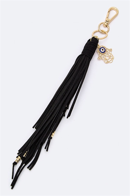 LA JEWELRY PLAZA, Suede Tassel Key Charm, 51-JK0140-BG199