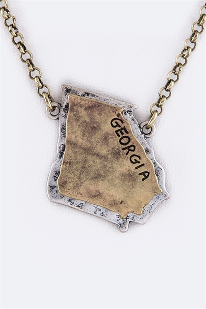 LA JEWELRY PLAZA, Georgia 2 Tone Map Necklace, 51-JS7120/AI515