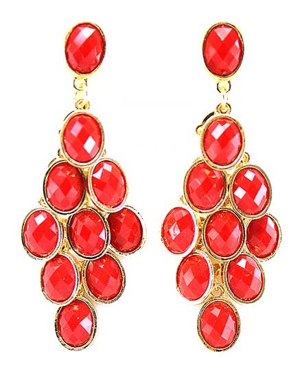 BEAUTYSIS, Red Cluster Earring, JE019RD