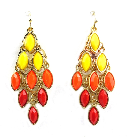 BEAUTYSIS, Coral and Yellow Earring, JE055CO