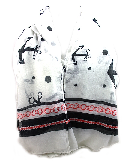 BEAUTYSIS, Anchor Oblong Scarf, PSY4129WH
