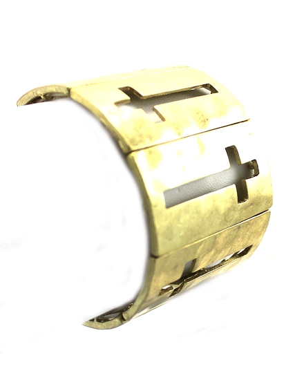 BEAUTYSIS, Gold Cross Cut Bracelet, YB1102G