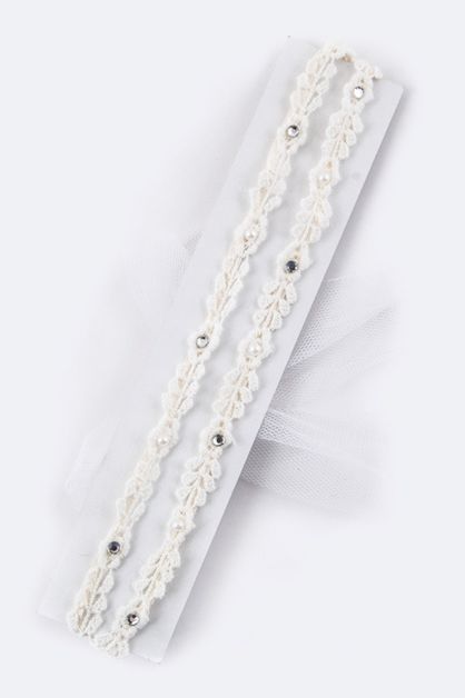 LA JEWELRY PLAZA, Kids Size Layer Lace Stretch Headban, 128-EMC6407/ME025