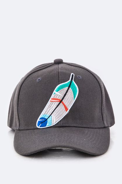 LA JEWELRY PLAZA, Feather Patch Baseball Cap, 128-EMH8564/MU26