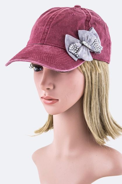 LA JEWELRY PLAZA, Crystal Bow Cotton Cap, 128-35019/MF01