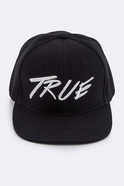 LA JEWELRY PLAZA, TRUE Embroidered Snap Back Cap, 23-MU1000-001/BQ07