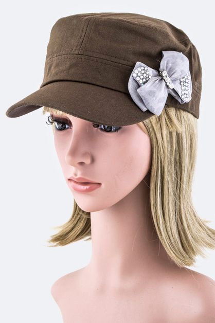LA JEWELRY PLAZA, Crystal Bow Cadet Hat, 128-DD048MF081