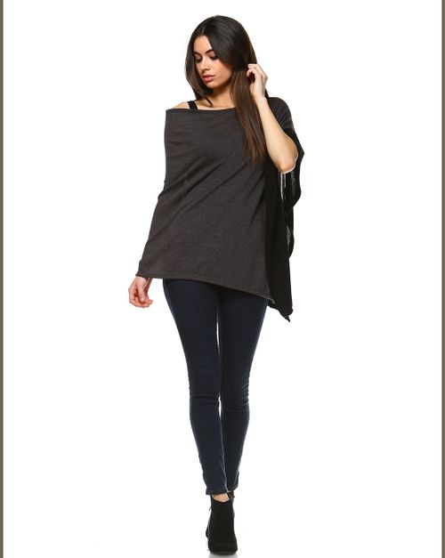 OH SO CALI CLOTHING, Colorblock Off Shoulder Poncho, SP1709