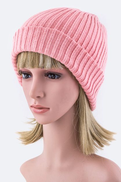 LA JEWELRY PLAZA, Double Layer Rib Knit Beanie Hat, 128-EMH8587-MA023