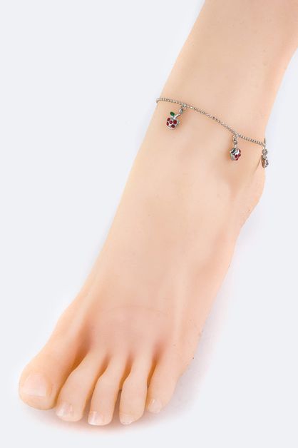 LA JEWELRY PLAZA, Austrian Crystal Apple Drop Anklet, 98-H0057/BH063