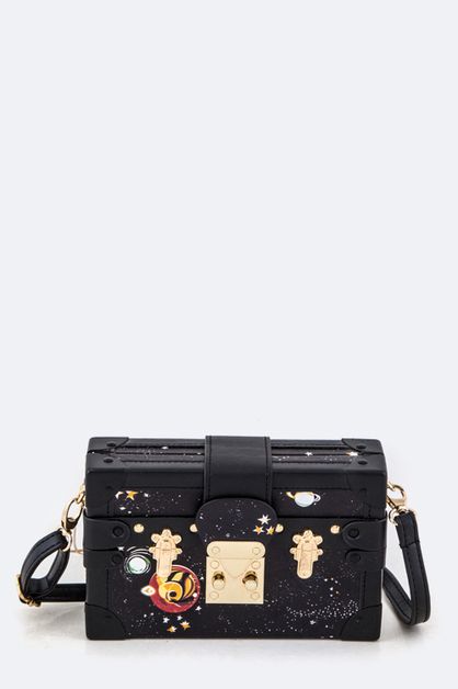 LA JEWELRY PLAZA, Cosmic Print Box Clutch, 128-EMB8959-MO016