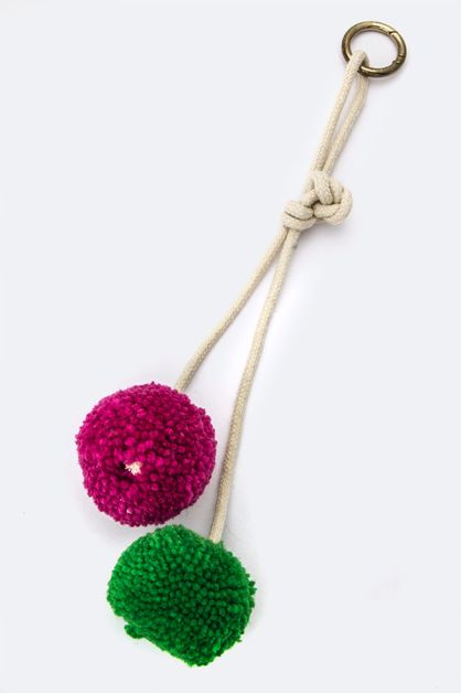 LA JEWELRY PLAZA, Double Pom Pom Convertible Key Charm, 128-EMK8107
