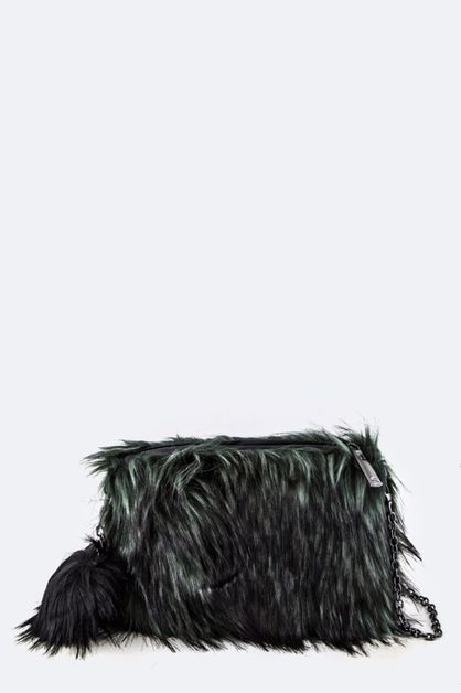 LA JEWELRY PLAZA, Fur Pom Pom Crossbody Bag, 32-ABG1000/MP028
