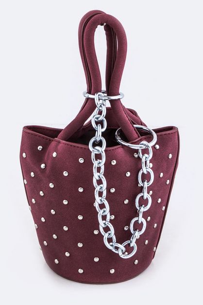 LA JEWELRY PLAZA, Studded Bucket Bag  , 128-EMB8940-MO028