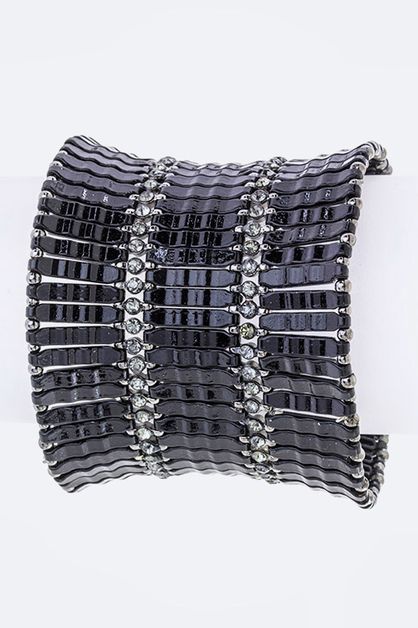 LA JEWELRY PLAZA, Metal Panels Stretch Bracelet, 99-MLB1057-BE111
