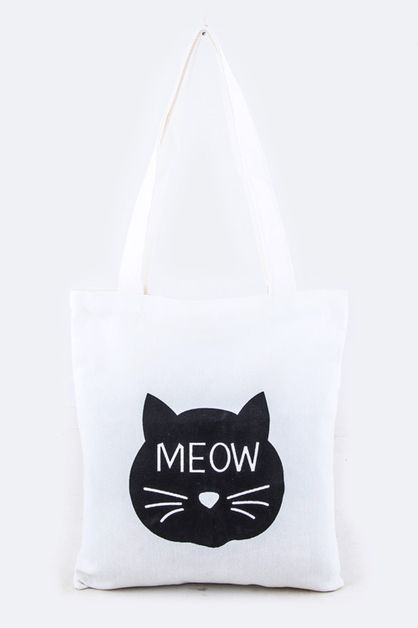 LA JEWELRY PLAZA, MEOW Comic Cat Tote, 128-EMB8880/MA007