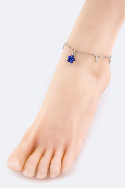 LA JEWELRY PLAZA, Crystal Flower Charm Ball Chain Ankl, 98-H0040/BH111-112