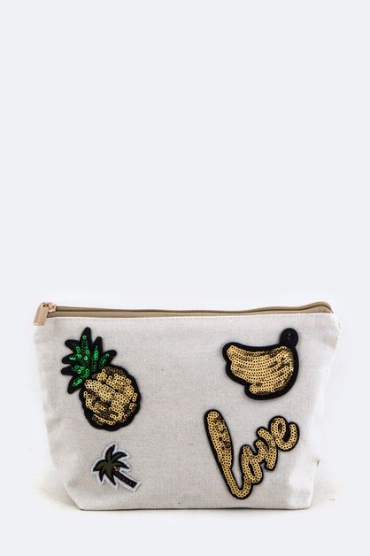 LA JEWELRY PLAZA, Mix Sequins Patches Denim Pouch, 99-BG326X078DM/MK026