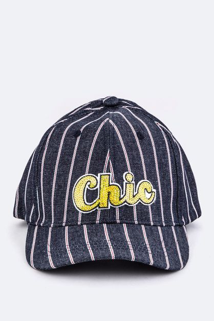 LA JEWELRY PLAZA, Chic Stripe Denim Cap, 128-EMH1019-MH015