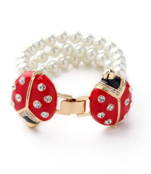 BEAUTYSIS, Ladybug Pearl Bracelet, JB126