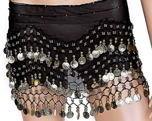 DONNA DI CAPRI, Belly Dancer Silver Coin Hip Scarves, BD-001-Silver