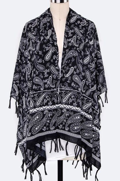 LA JEWELRY PLAZA, Paisley Print  Light Weight Cardigan, 99-PN367X003