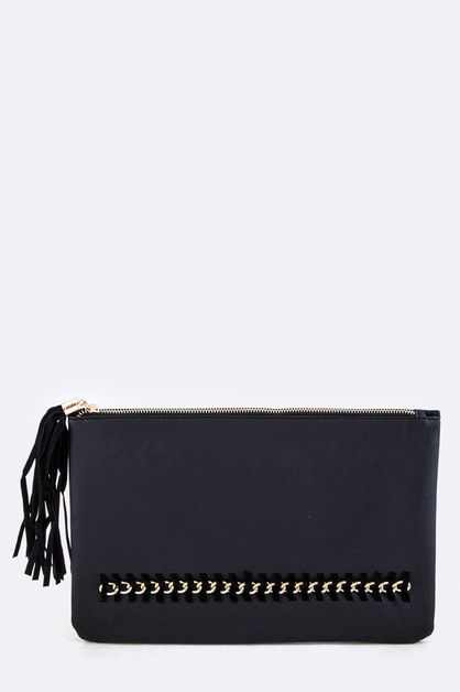 LA JEWELRY PLAZA, Laced Chain Soft Clutch, 128-EMHB8981