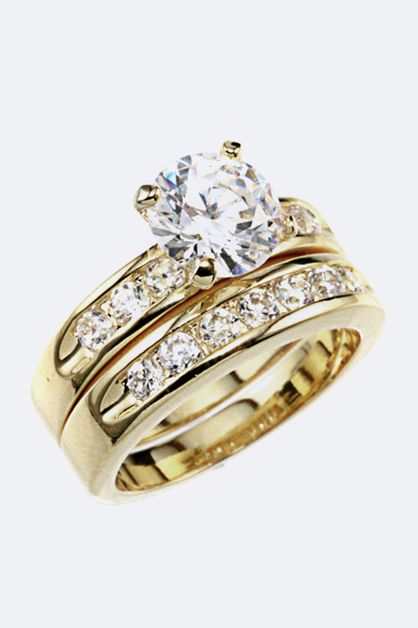 LA JEWELRY PLAZA, CZ Double Ring, 99-CW1617-NW-1