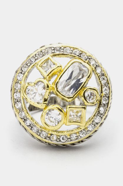 LA JEWELRY PLAZA, Multi Shape CZ Round Ring, 57-GKL749-AW402