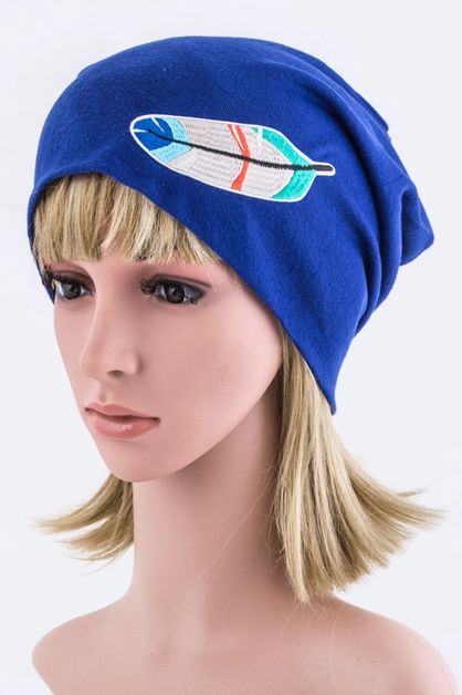 LA JEWELRY PLAZA, Feather Embroidery Knit Beanie, 128-EMH1024Z-MC034