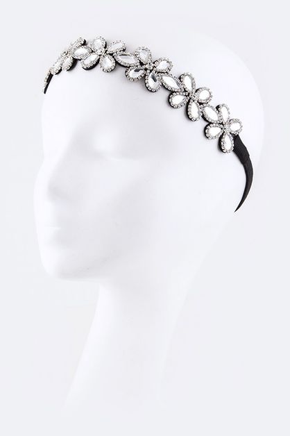 LA JEWELRY PLAZA, Crystal Flower Stretch Headband, 99-HS251X013-BJ036