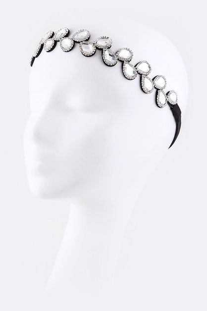 LA JEWELRY PLAZA, Crystal Leaf Stretch Headband, 99-HS251X017-MR039